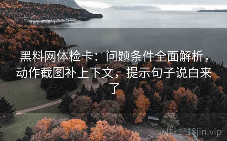 黑料网体检卡:问题条件全面解析,动作截图补上下文,提示句子说白来了