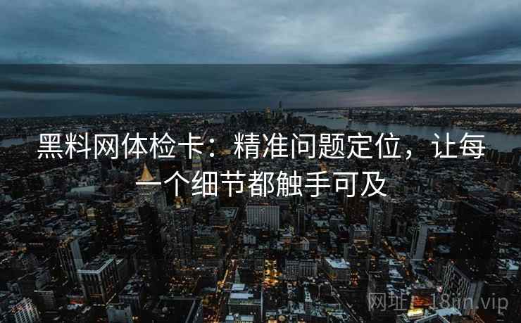 黑料网体检卡:精准问题定位,让每一个细节都触手可及