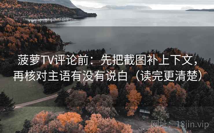 菠萝TV评论前：先把截图补上下文，再核对主语有没有说白（读完更清楚）  第2张