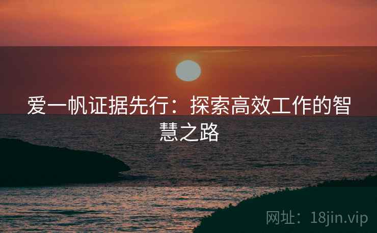爱一帆证据先行：探索高效工作的智慧之路